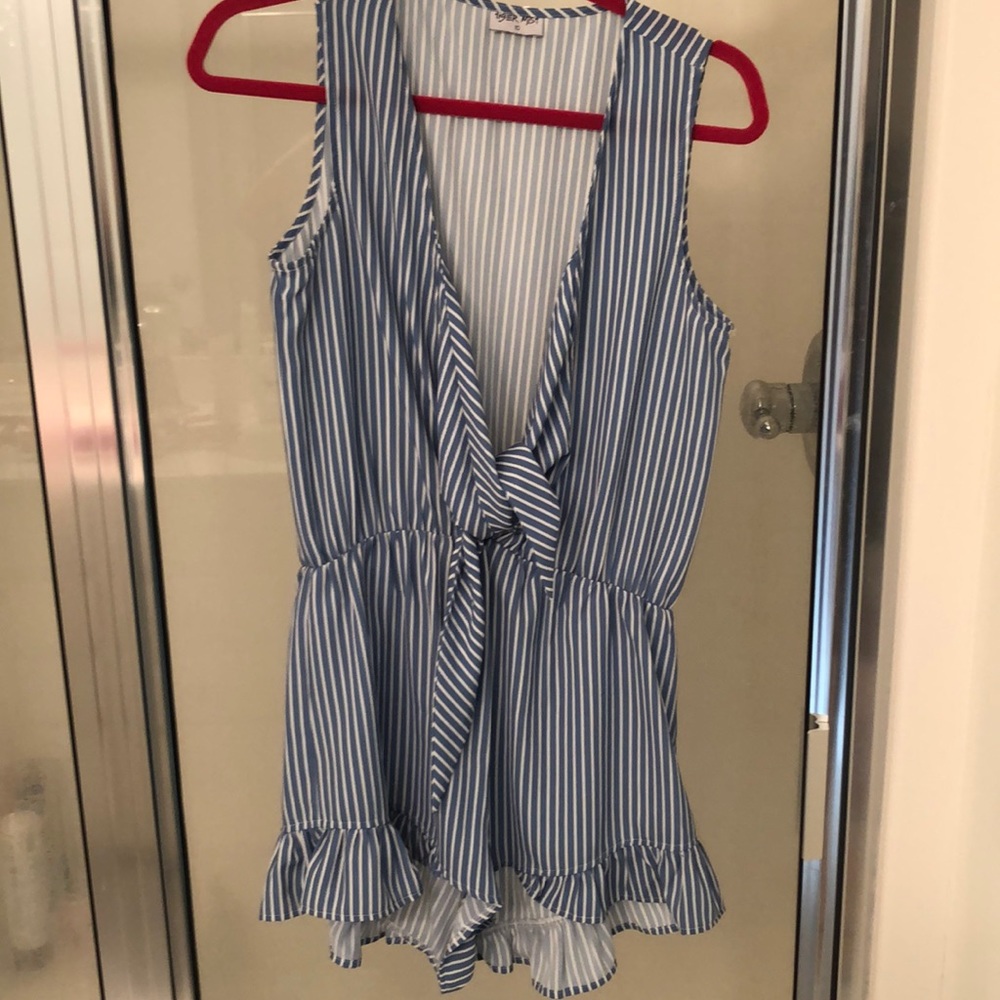 Tie front Romper with ruffle bottom short